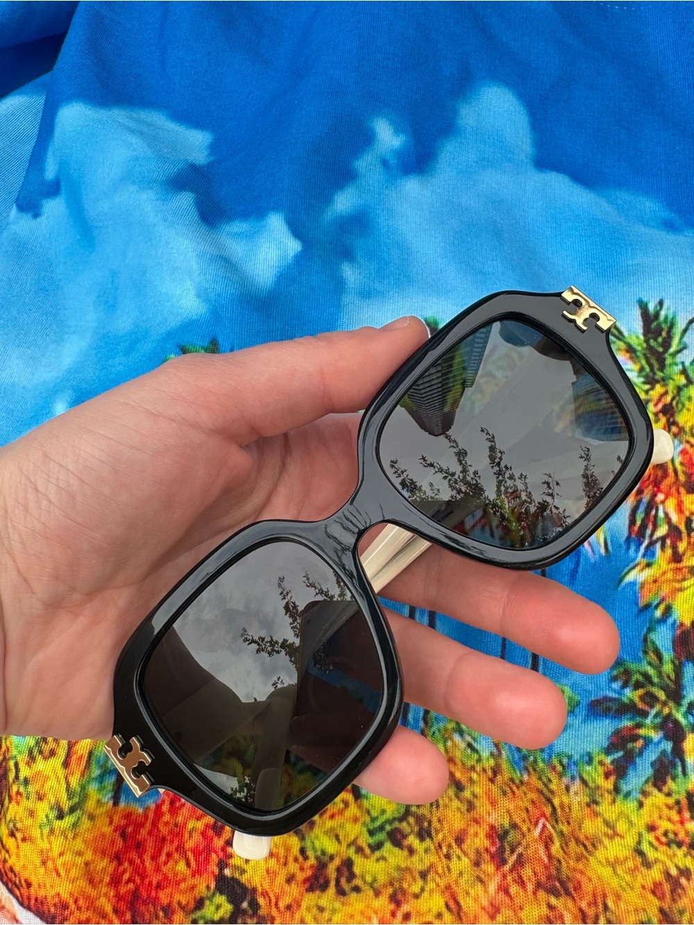Tory Burch Black‎ Sunglasses with Gold Accents